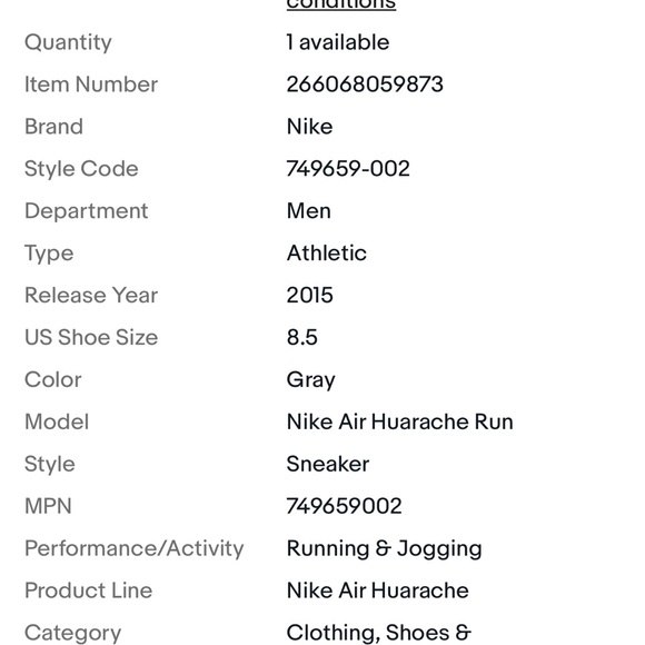 NIKE AIR HUARACHE RUN TP “FLEECE” GREY-BLACK SZ 8 [749659-002] - Picture 7 of 16